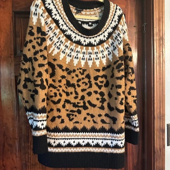 torrid Sweaters - Torrid Black and Brown Leopard Print Sweater